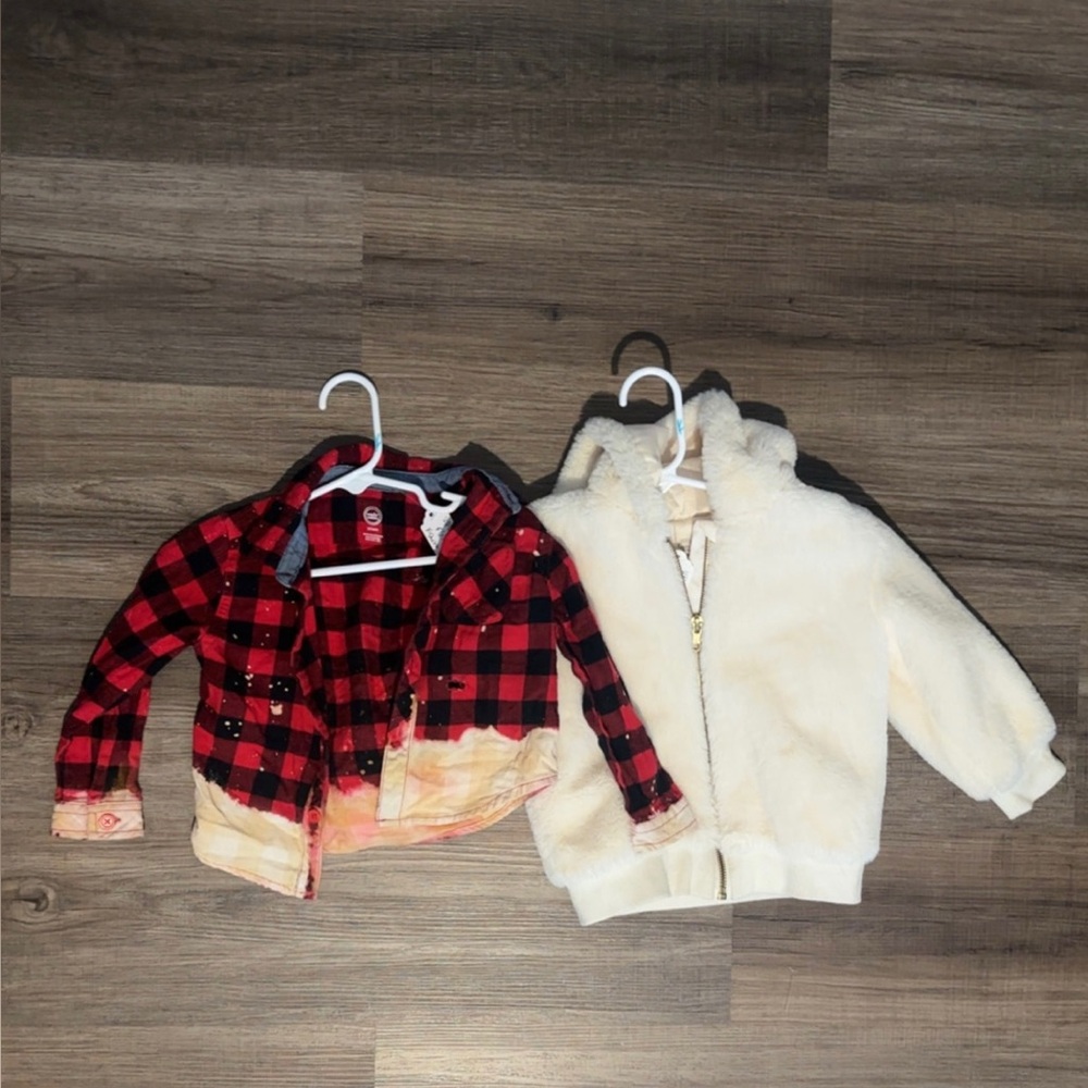 Plaid Red and Cream Kids Shirt Set